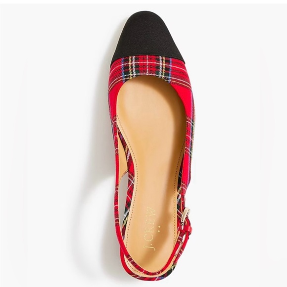 J. Crew Red and Black Tartan Plaid Slingback, NWT - Picture 3 of 9